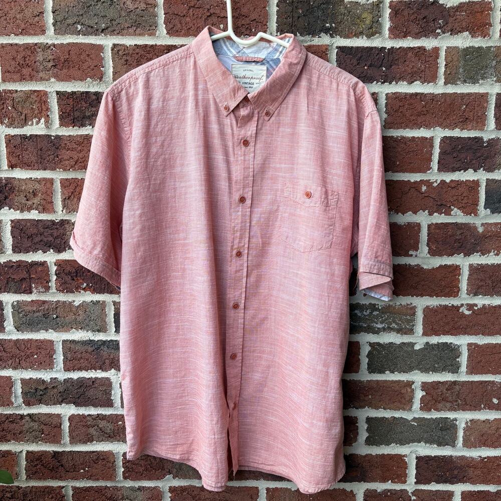 Weatherproof Vintage Brick Red Cotton Button Front Shirt Men’s XXL